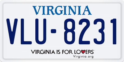 VA license plate VLU8231