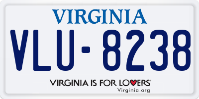 VA license plate VLU8238