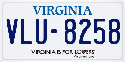 VA license plate VLU8258