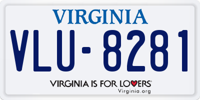 VA license plate VLU8281