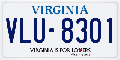 VA license plate VLU8301