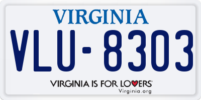 VA license plate VLU8303