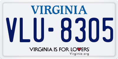 VA license plate VLU8305