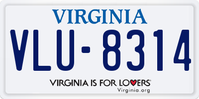 VA license plate VLU8314
