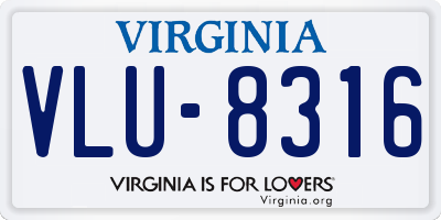 VA license plate VLU8316
