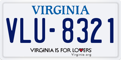 VA license plate VLU8321