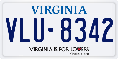 VA license plate VLU8342