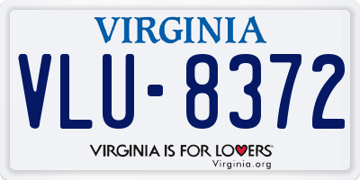 VA license plate VLU8372