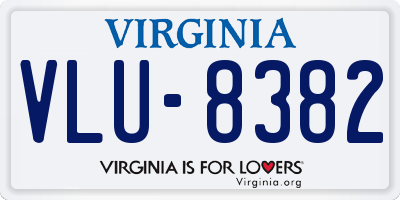 VA license plate VLU8382