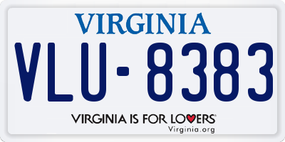 VA license plate VLU8383