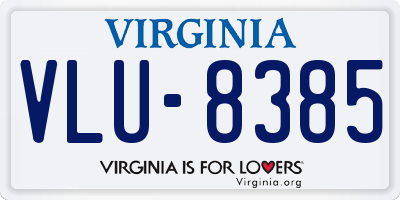 VA license plate VLU8385