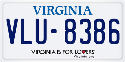 VA license plate VLU8386