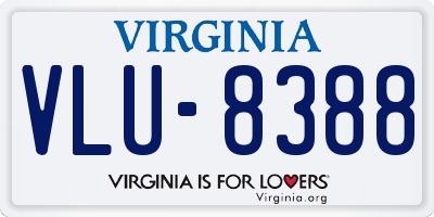 VA license plate VLU8388