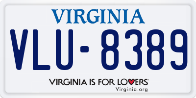 VA license plate VLU8389