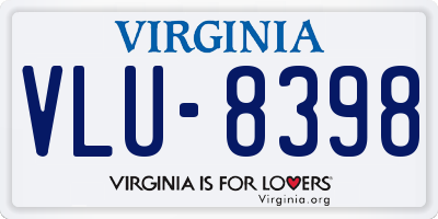 VA license plate VLU8398
