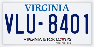 VA license plate VLU8401