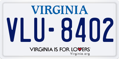 VA license plate VLU8402