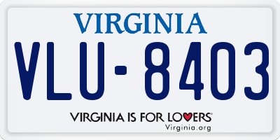 VA license plate VLU8403