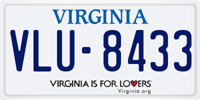 VA license plate VLU8433