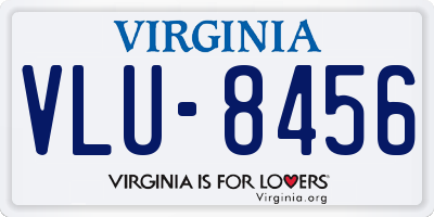 VA license plate VLU8456