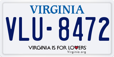VA license plate VLU8472
