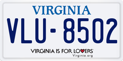VA license plate VLU8502