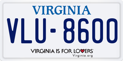 VA license plate VLU8600