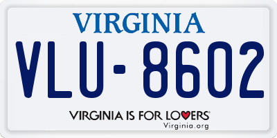 VA license plate VLU8602