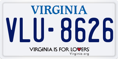 VA license plate VLU8626
