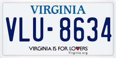 VA license plate VLU8634