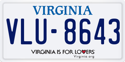 VA license plate VLU8643