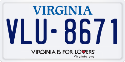 VA license plate VLU8671