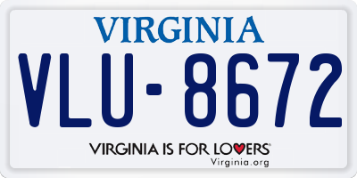 VA license plate VLU8672