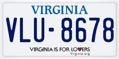 VA license plate VLU8678