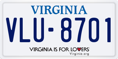 VA license plate VLU8701