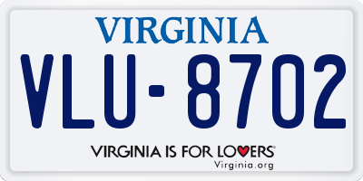 VA license plate VLU8702
