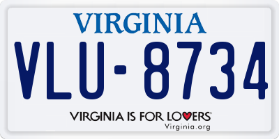 VA license plate VLU8734