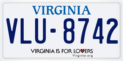 VA license plate VLU8742