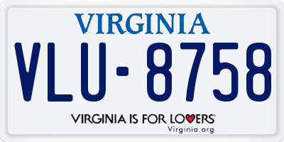 VA license plate VLU8758