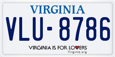 VA license plate VLU8786