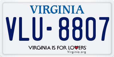 VA license plate VLU8807