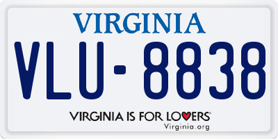 VA license plate VLU8838