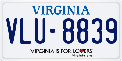 VA license plate VLU8839