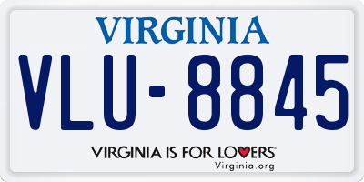 VA license plate VLU8845