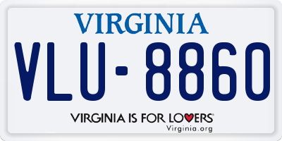 VA license plate VLU8860