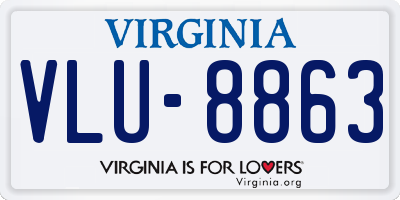 VA license plate VLU8863