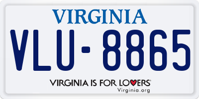 VA license plate VLU8865