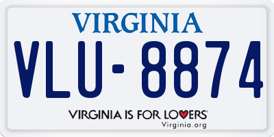 VA license plate VLU8874