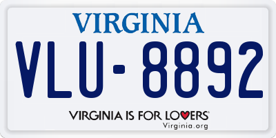 VA license plate VLU8892