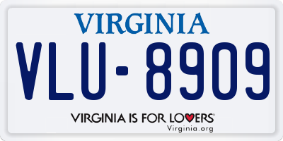 VA license plate VLU8909